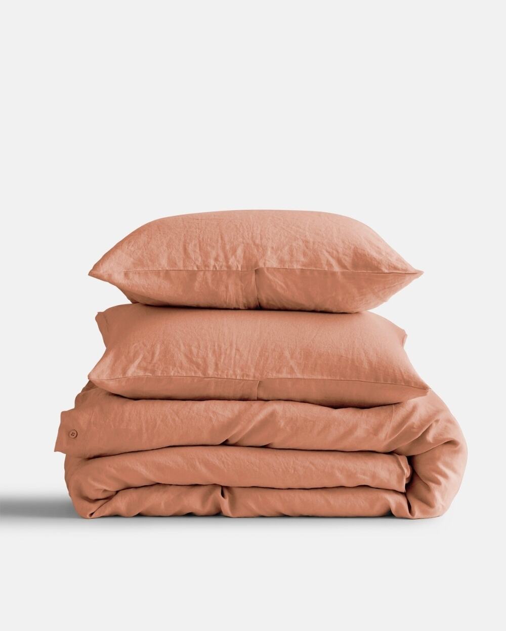 Quince European Flax Linen King Cal King Duvet 3Pc Set 2 King Sham Desert Sunset